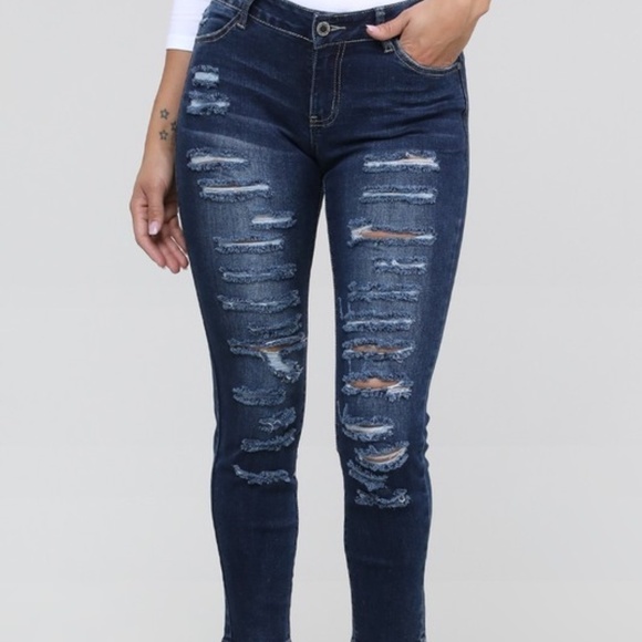 DISTRESSED Cotton Jeans - Picture 2 of 10